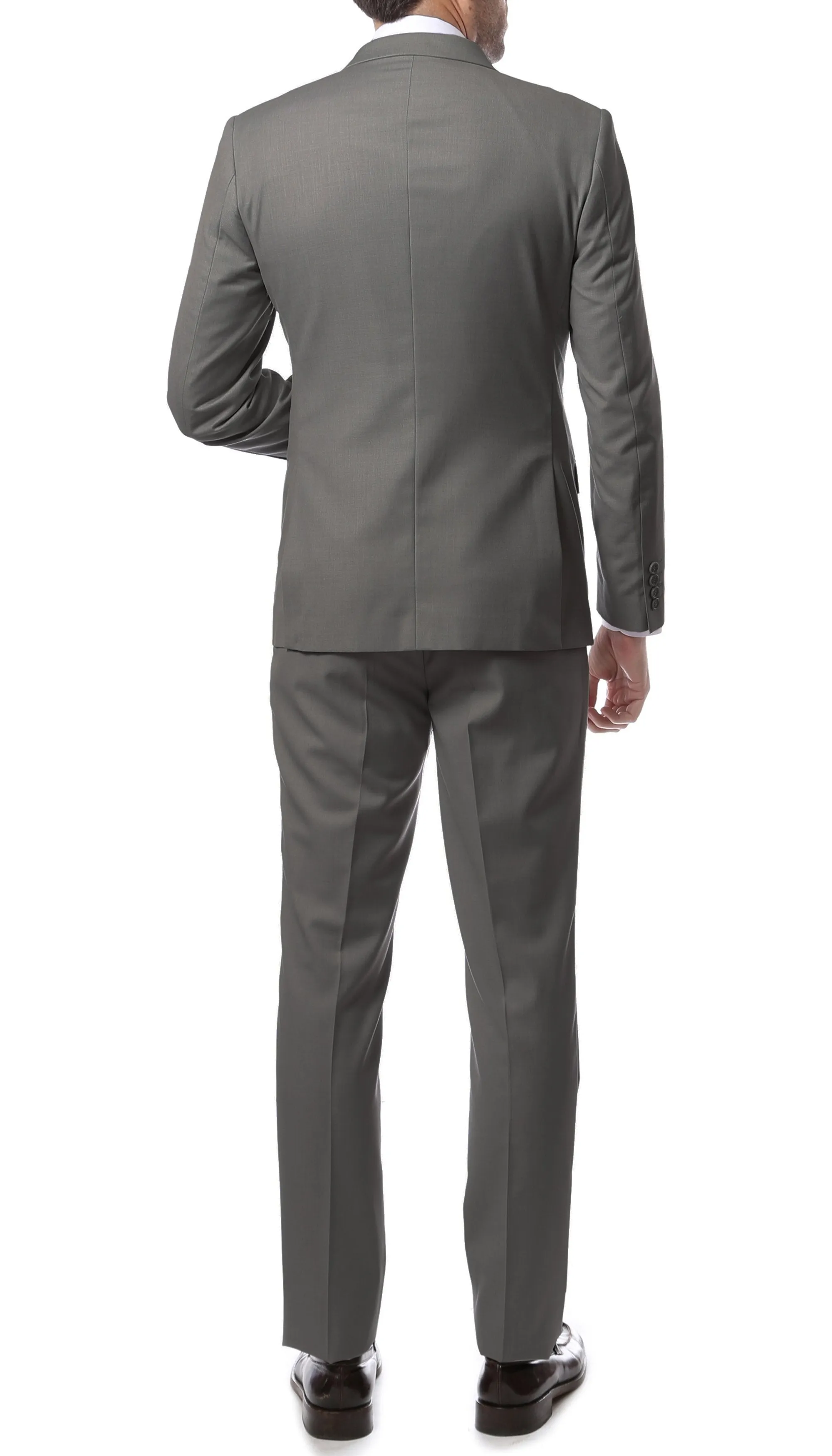 Mens 2 Piece 2 Button Slim Fit Grey Zonettie Suit