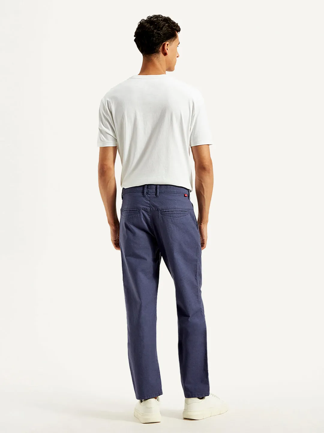 Men's Blue Authentic Straight Fit Linen Chinos