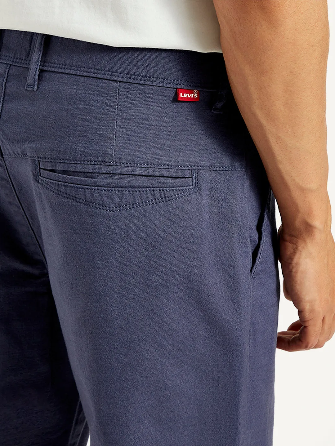 Men's Blue Authentic Straight Fit Linen Chinos