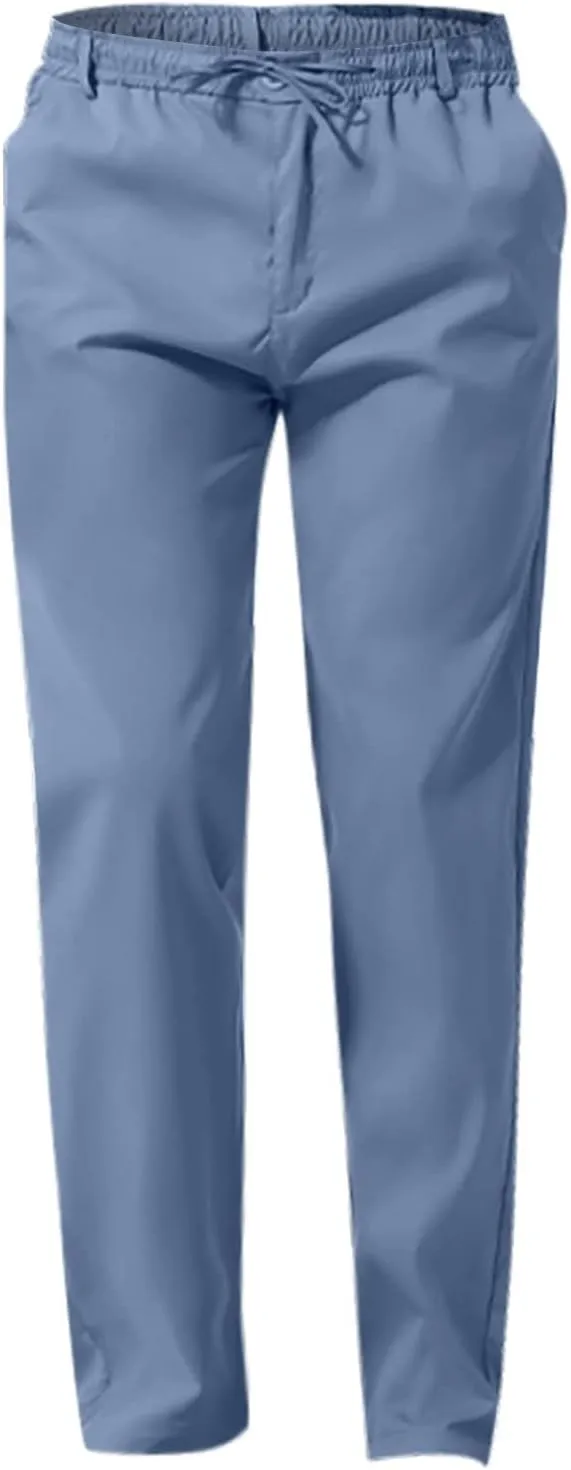 Men's Casual Linen Pants Cotton Drawstring Chino Hiking Pants Summer Yoga Beach Pants Lightweight Trousers for Men