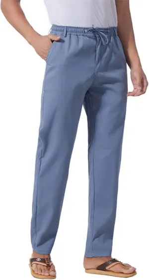 Men's Casual Linen Pants Cotton Drawstring Chino Hiking Pants Summer Yoga Beach Pants Lightweight Trousers for Men