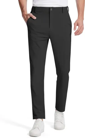 Mens Golf Dress Pants with 5 Pockets Slim Fit Stretch Lightweight Chino Trousers for Casual Work Travel