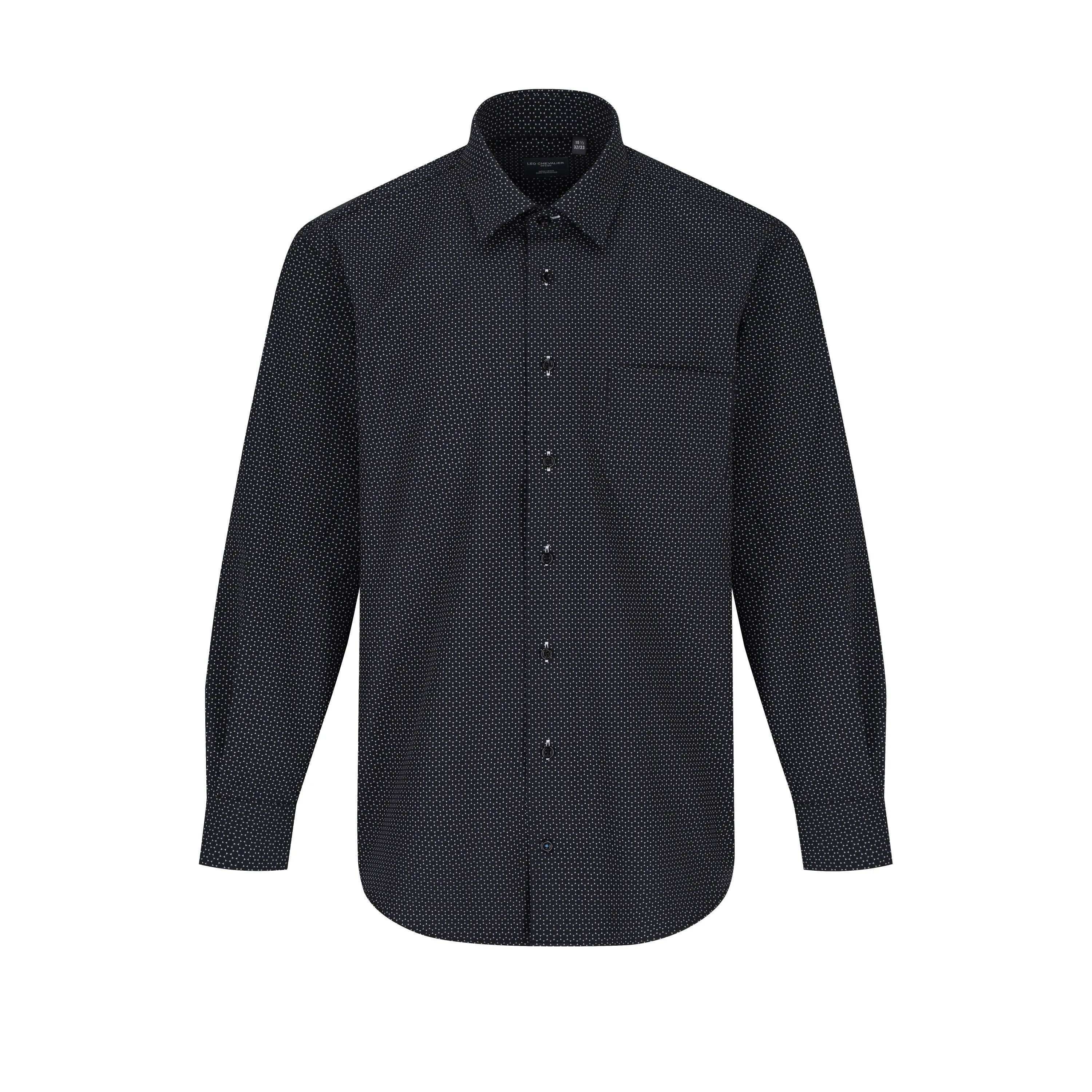 Mens Regular Fit Cotton Spandex Non-Iron Spread Collar