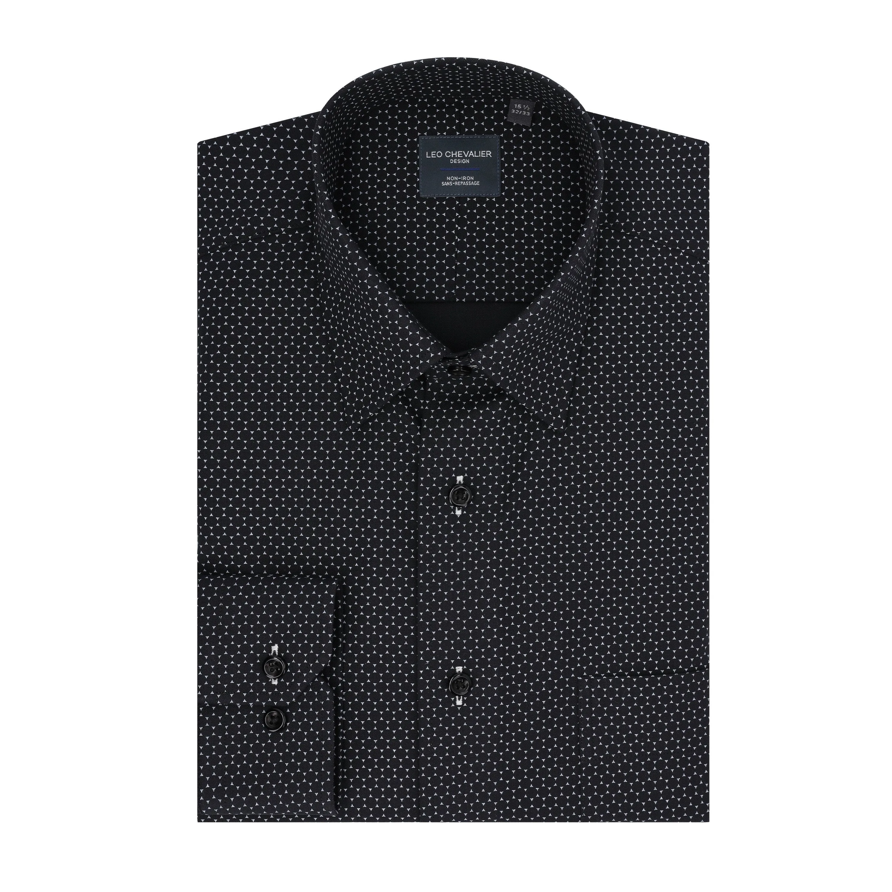 Mens Regular Fit Cotton Spandex Non-Iron Spread Collar
