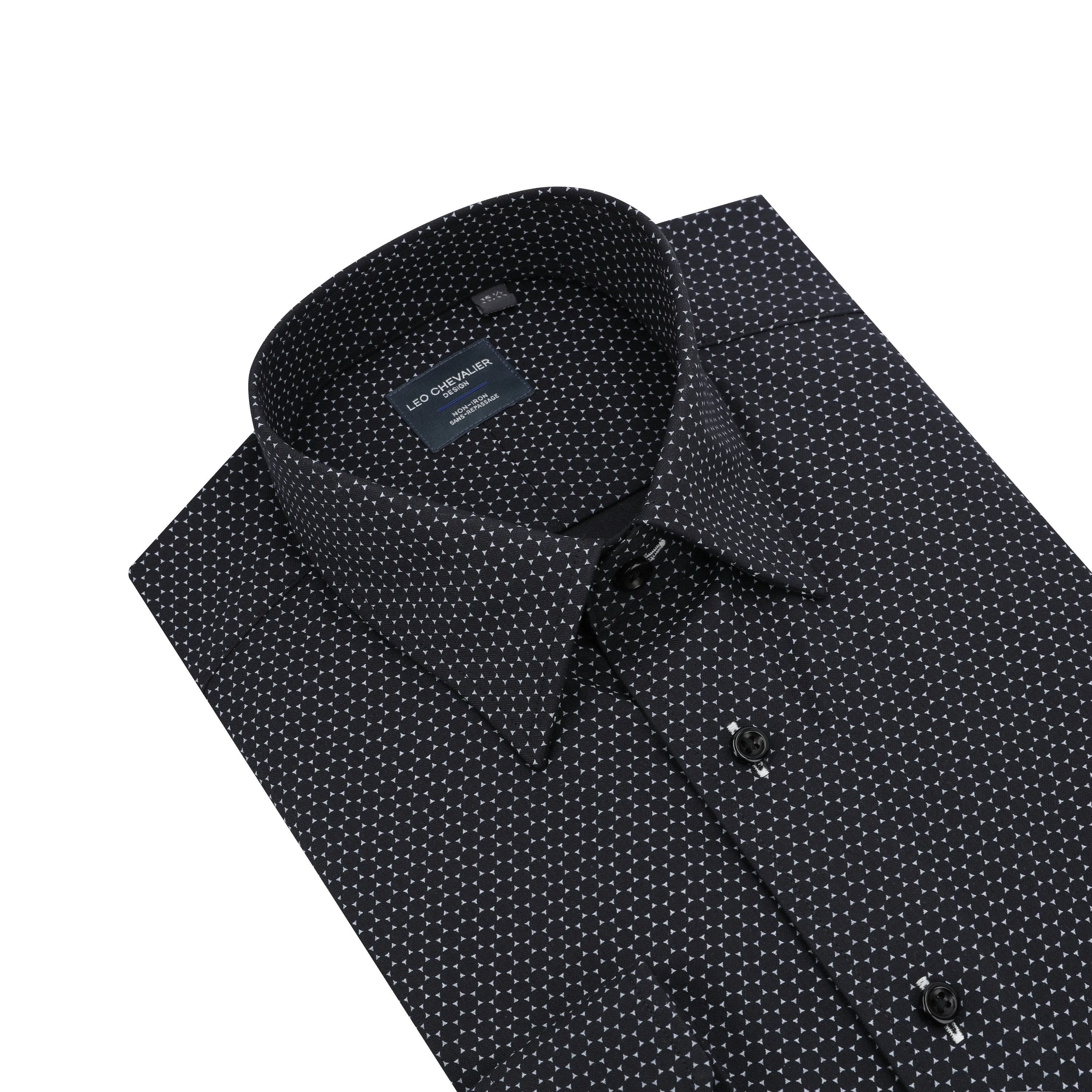 Mens Regular Fit Cotton Spandex Non-Iron Spread Collar