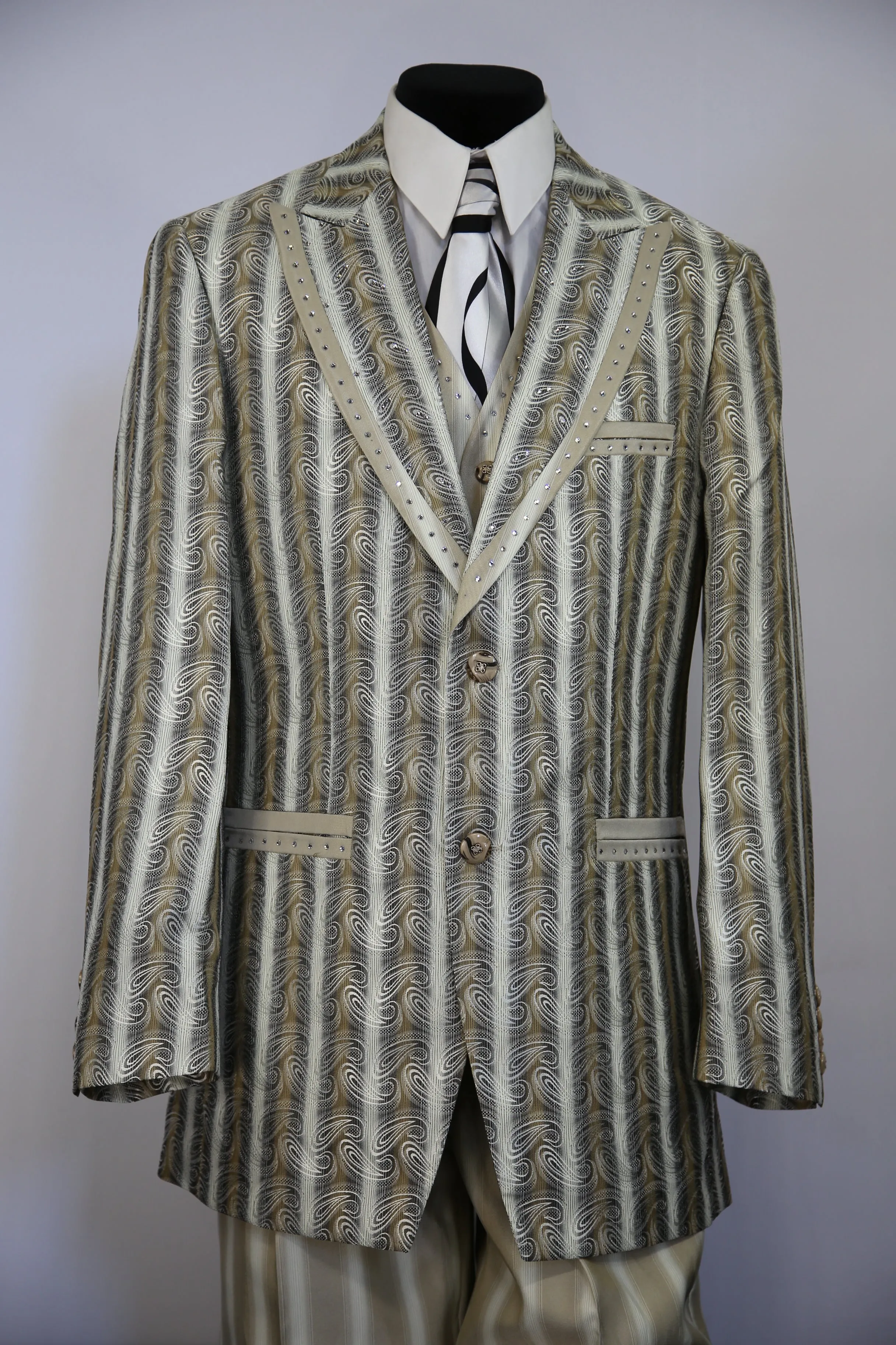 Metallic Wave Patterned  3pc  Zoot Suit Set