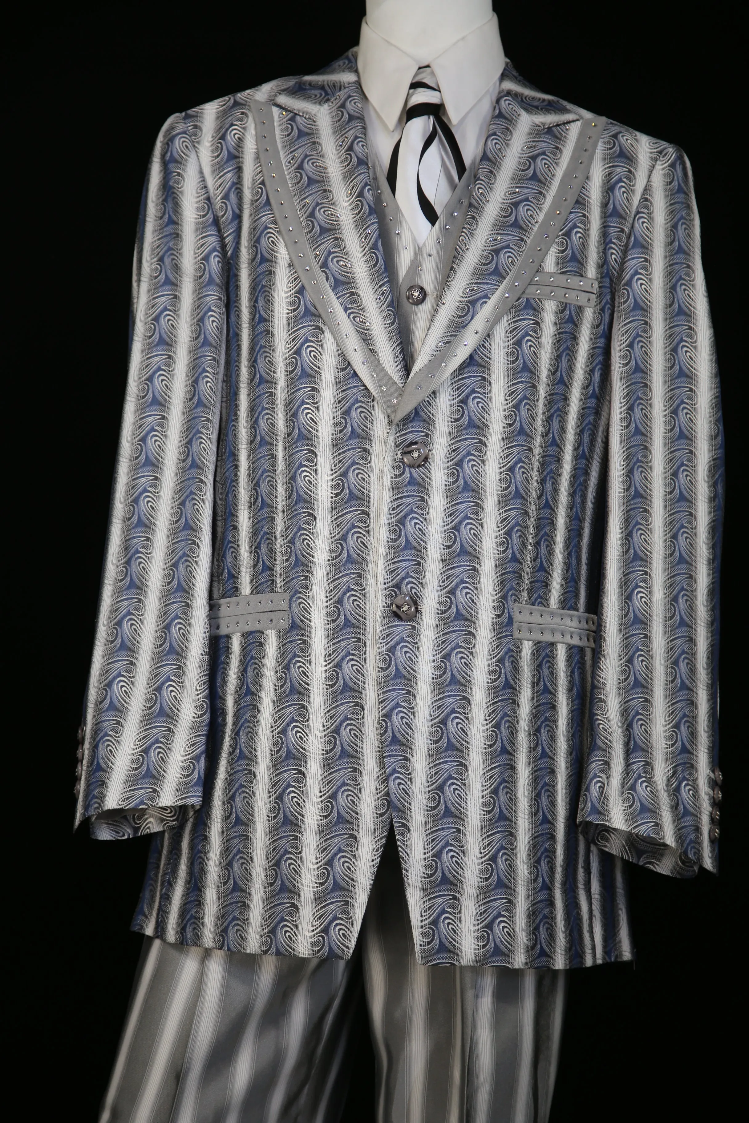 Metallic Wave Patterned  3pc  Zoot Suit Set