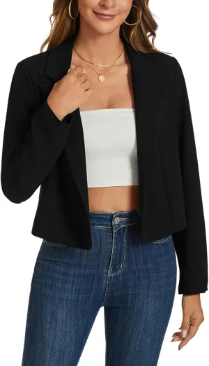 MINTLIMIT Cropped Blazers for Women Business Casual Long Sleeve Open Front Suit Jacket Work Office Blazer
