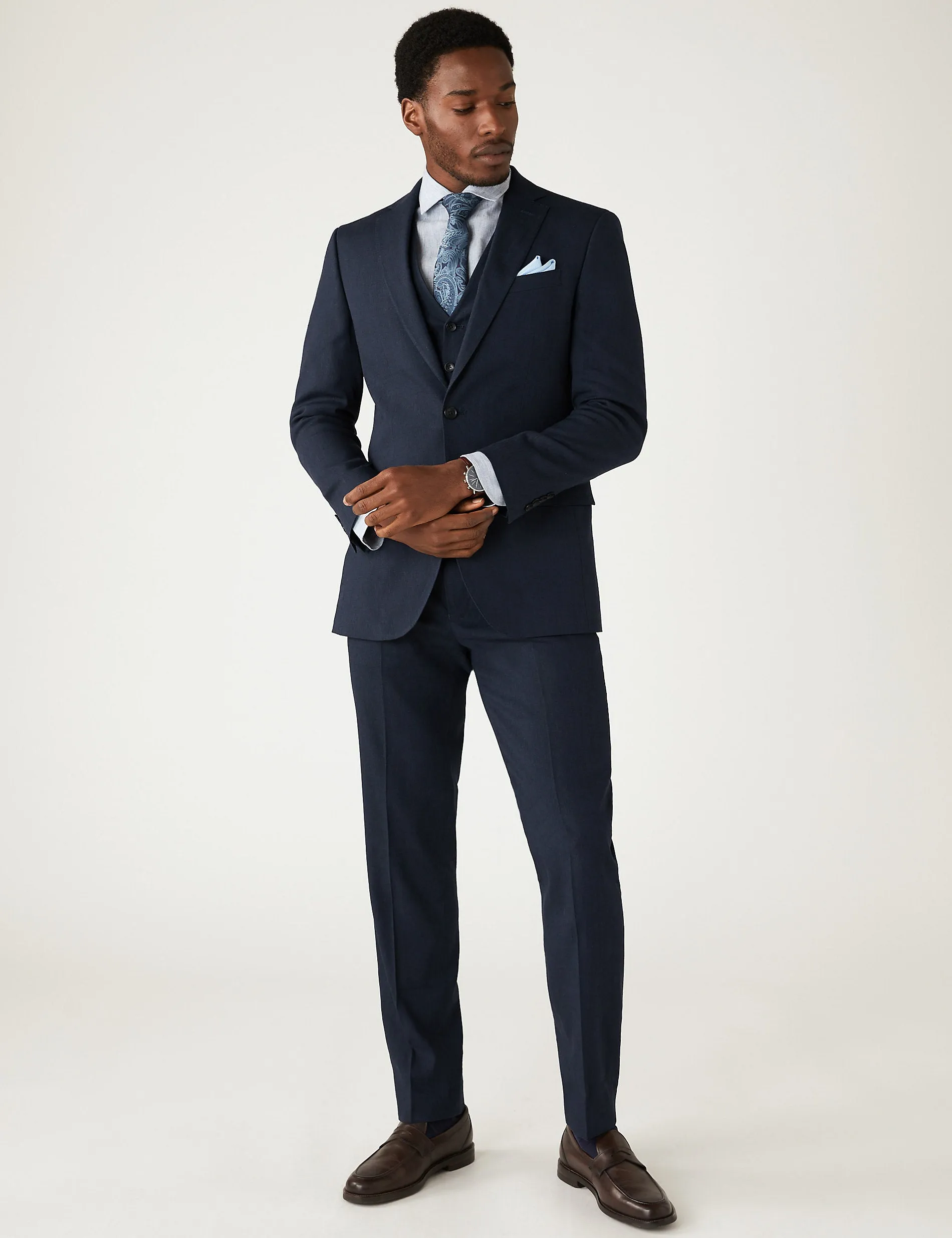 Miracle Marks & Spencer Italian tailored suit trousers dark blue