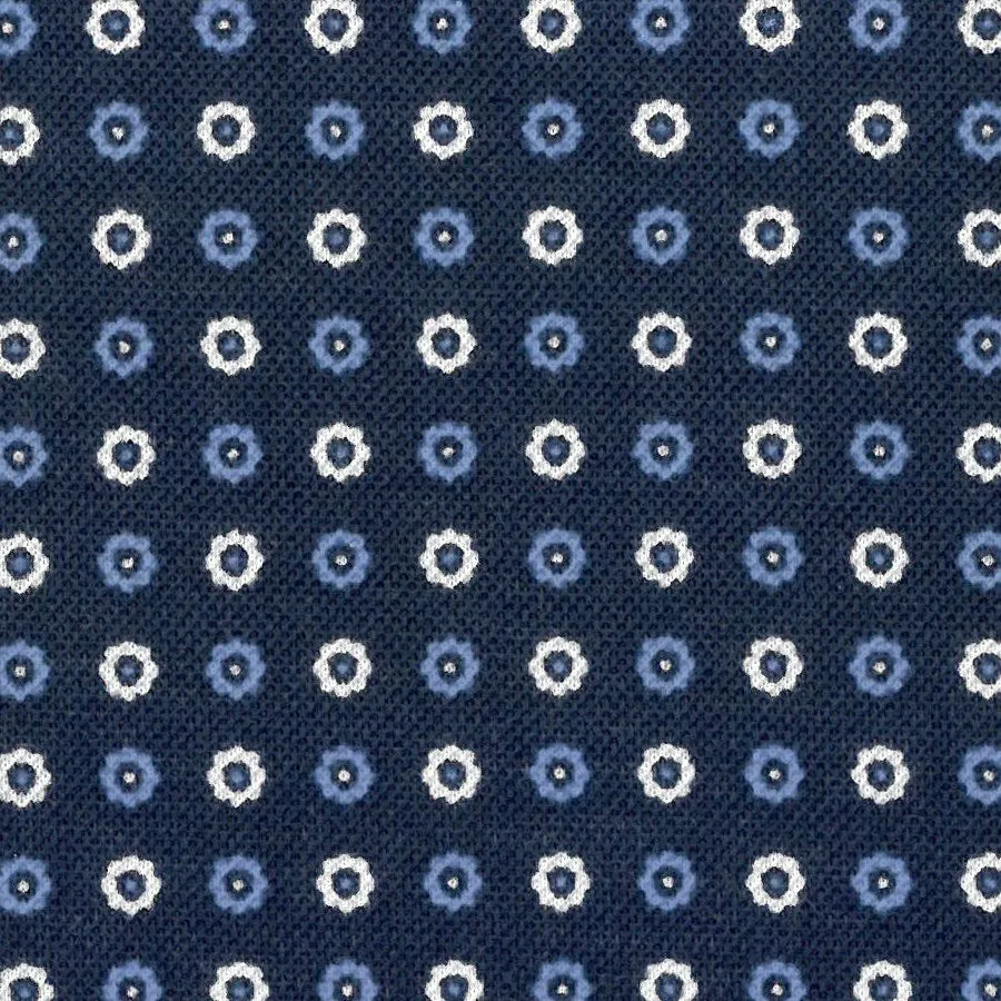 Navy Circle Knit Button-Down Short Sleeve Shirt