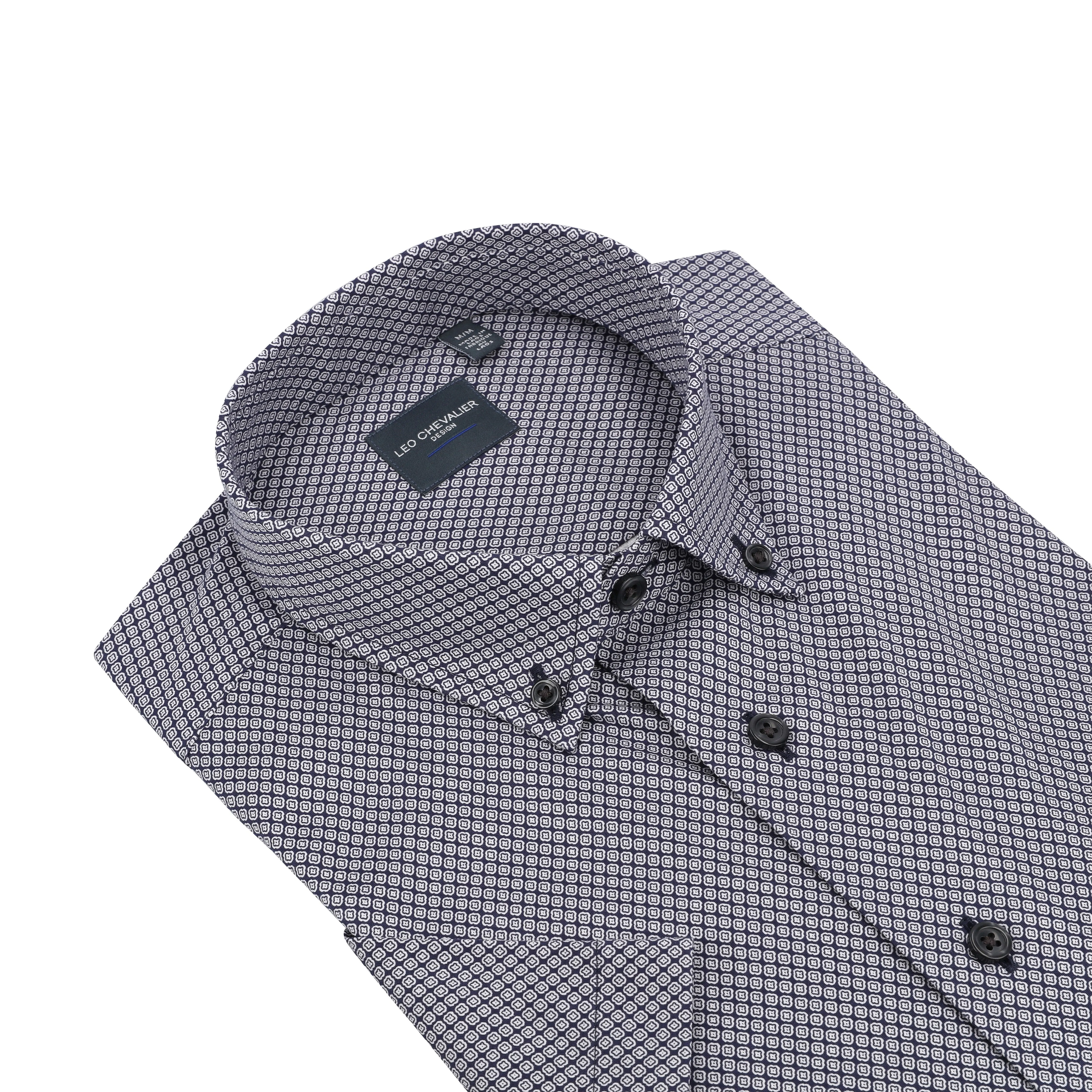 Navy Geo Knit Button-Down Short Sleeve Shirt
