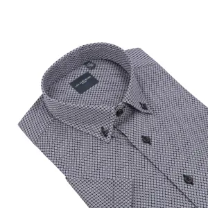 Navy Geo Knit Button-Down Short Sleeve Shirt