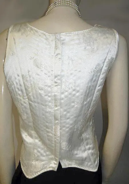 *NEW - BEAUTIFUL HAND TAILORED CUSTOM DESIGNED & MADE WHITE SATIN CORSET-LOOK BUSTIER TOP