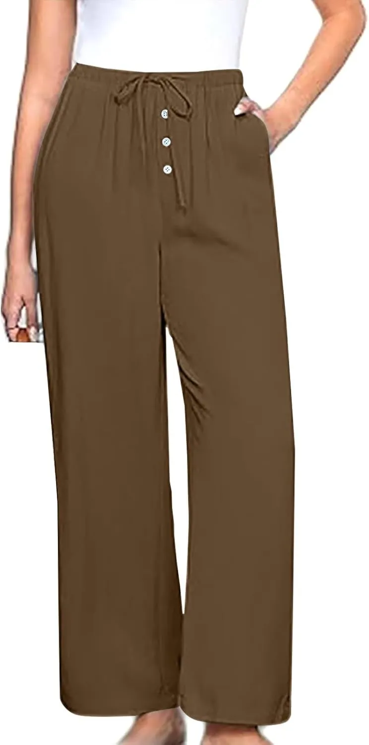 Palazzo Pants for Women,High Waisted Wide Leg Pants Woman Summer Flowy Drawstring Business Casual Trendy Trousers