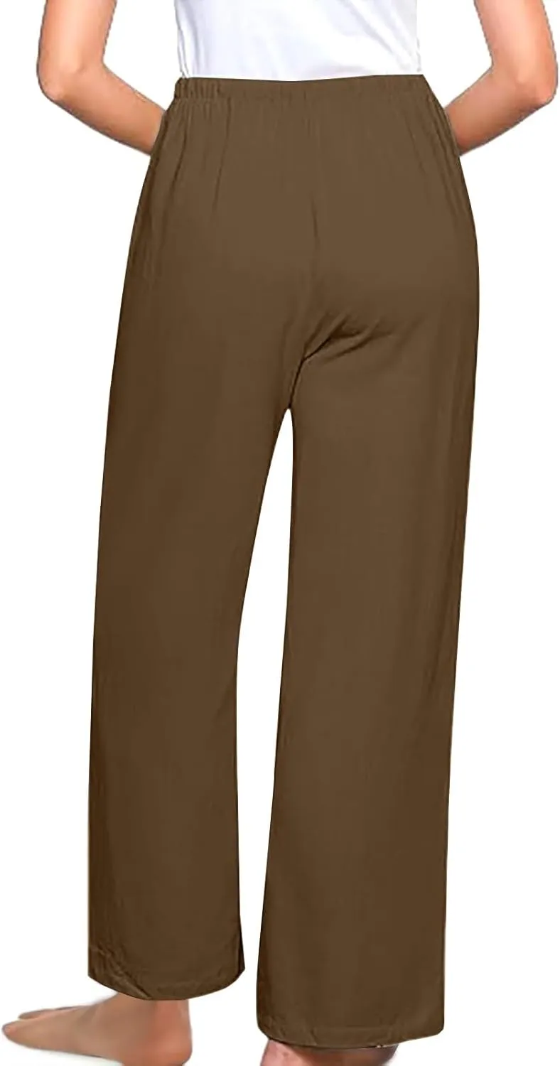 Palazzo Pants for Women,High Waisted Wide Leg Pants Woman Summer Flowy Drawstring Business Casual Trendy Trousers