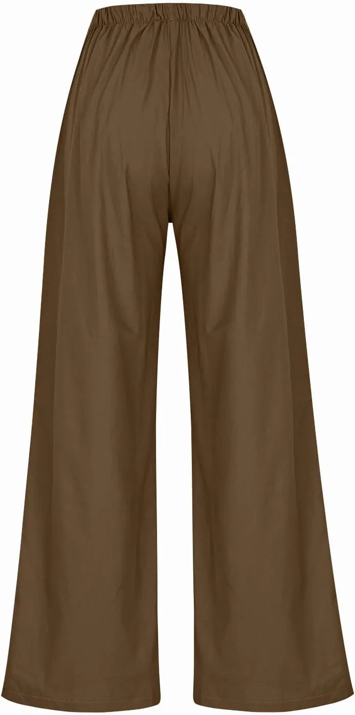 Palazzo Pants for Women,High Waisted Wide Leg Pants Woman Summer Flowy Drawstring Business Casual Trendy Trousers