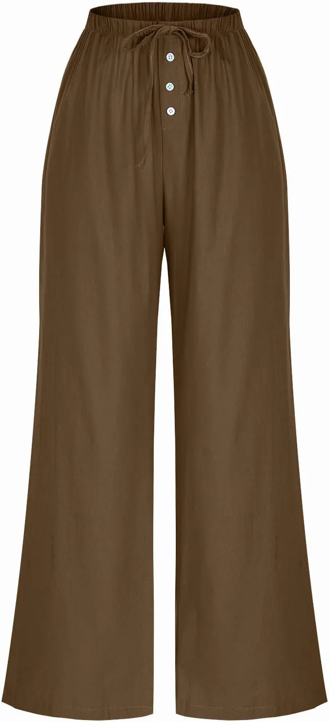 Palazzo Pants for Women,High Waisted Wide Leg Pants Woman Summer Flowy Drawstring Business Casual Trendy Trousers