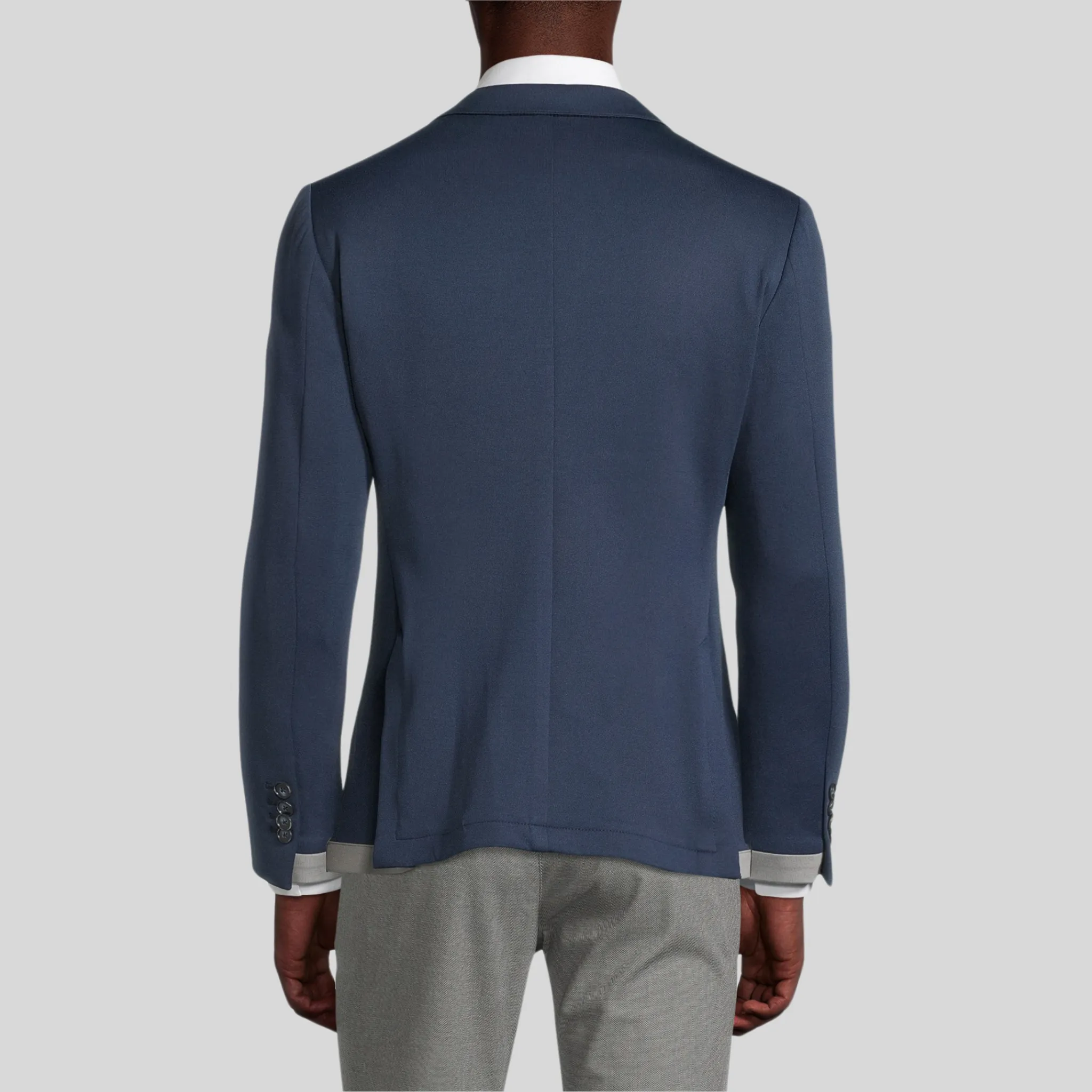 Patch Pocket Double Face Contrast Jersey Blazer - Navy