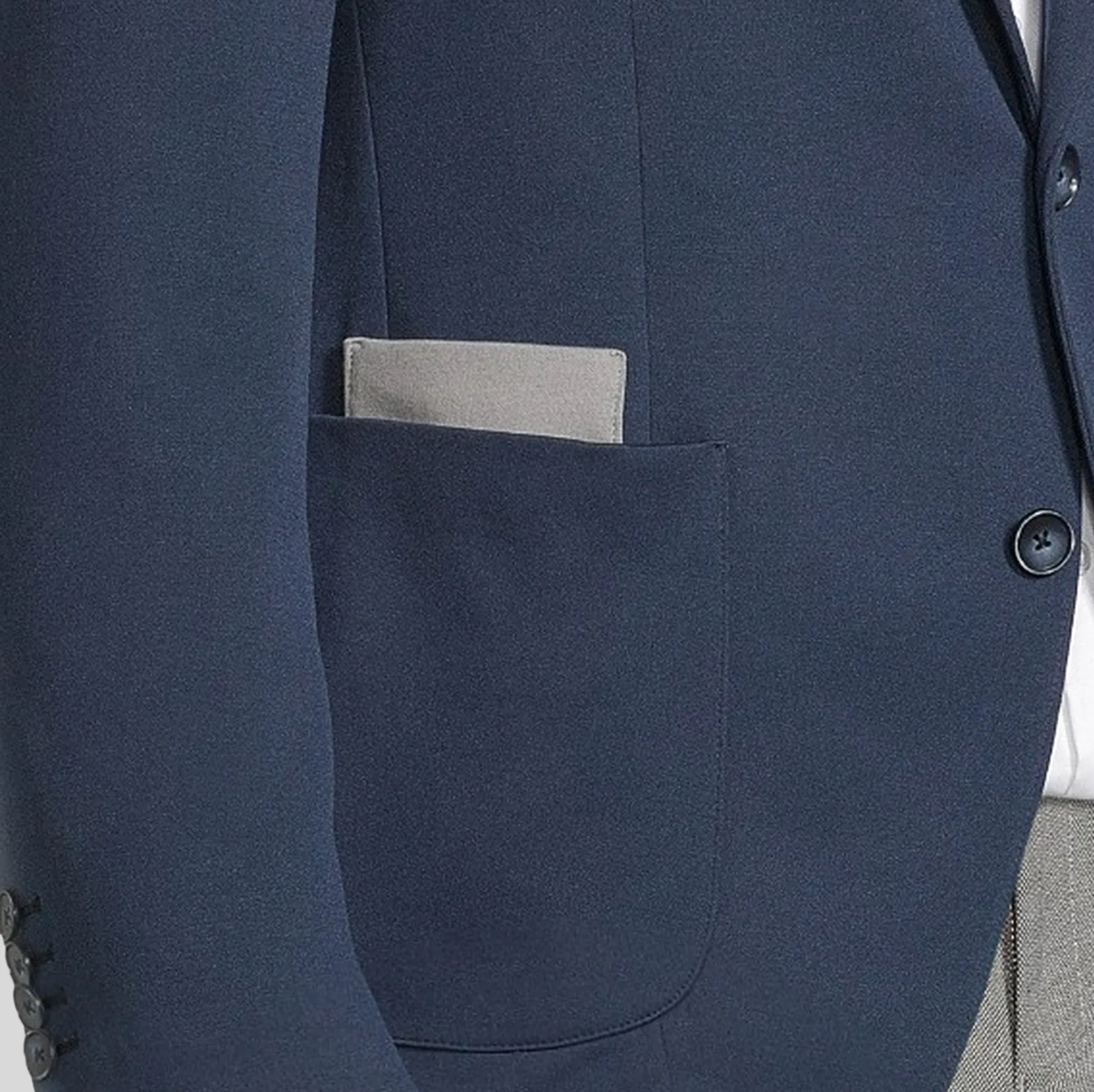 Patch Pocket Double Face Contrast Jersey Blazer - Navy