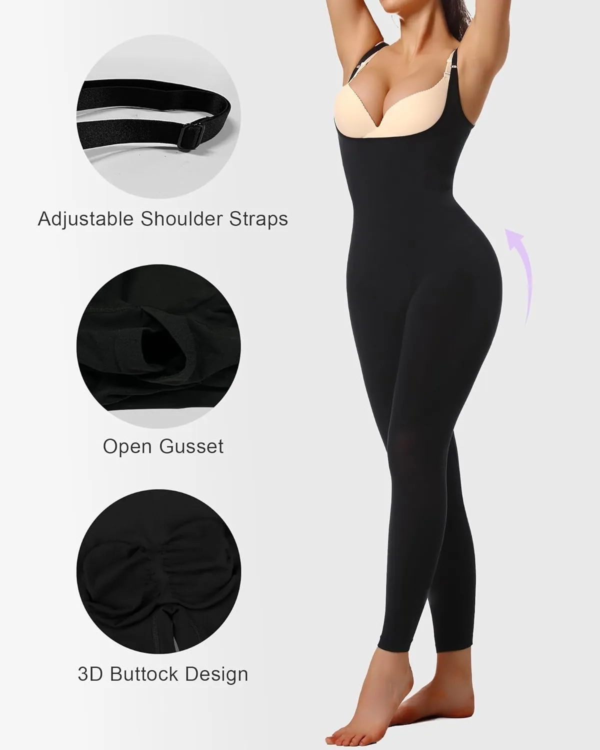 SHAPERX Hourglass Leggings 360 Compression 2 Sizes Look Full Body Shaper Breathable No Roll Down