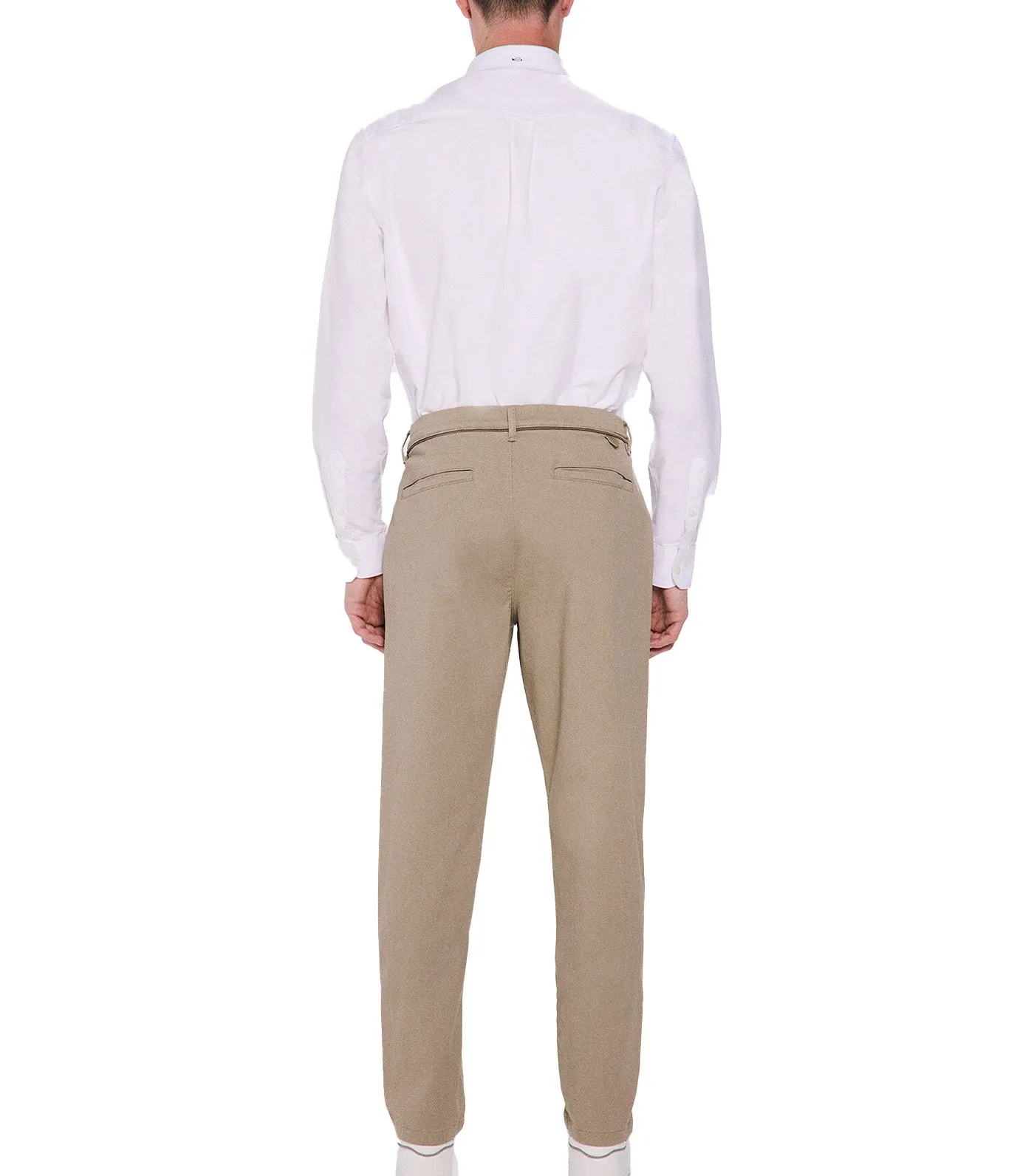 Slim Fit Printed Chino Trousers Sand