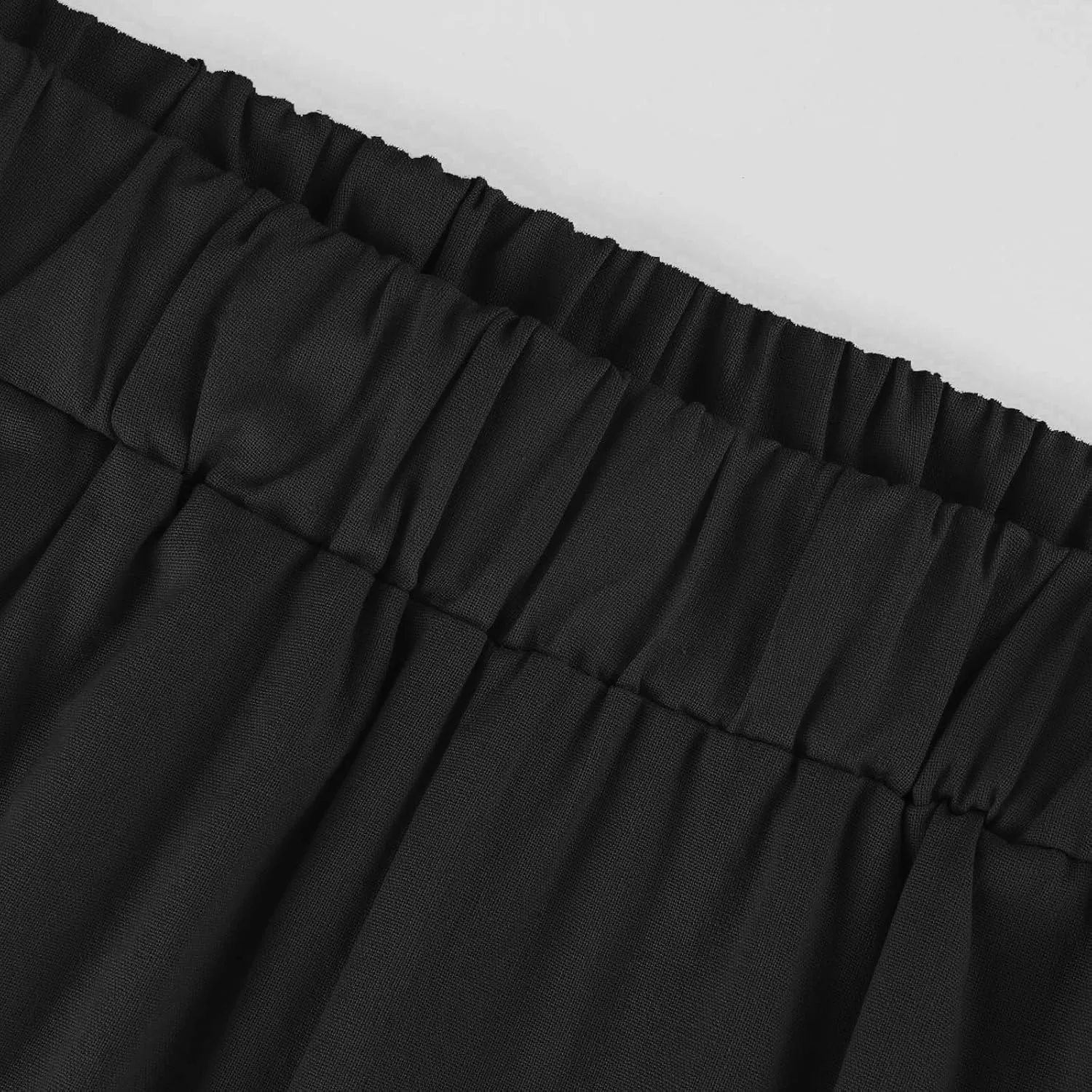 Straight Leg Linen Pants Women Summer Elastic Waist Plus Size Capri Pants Comfy Baggy Beach Trousers with Pockets