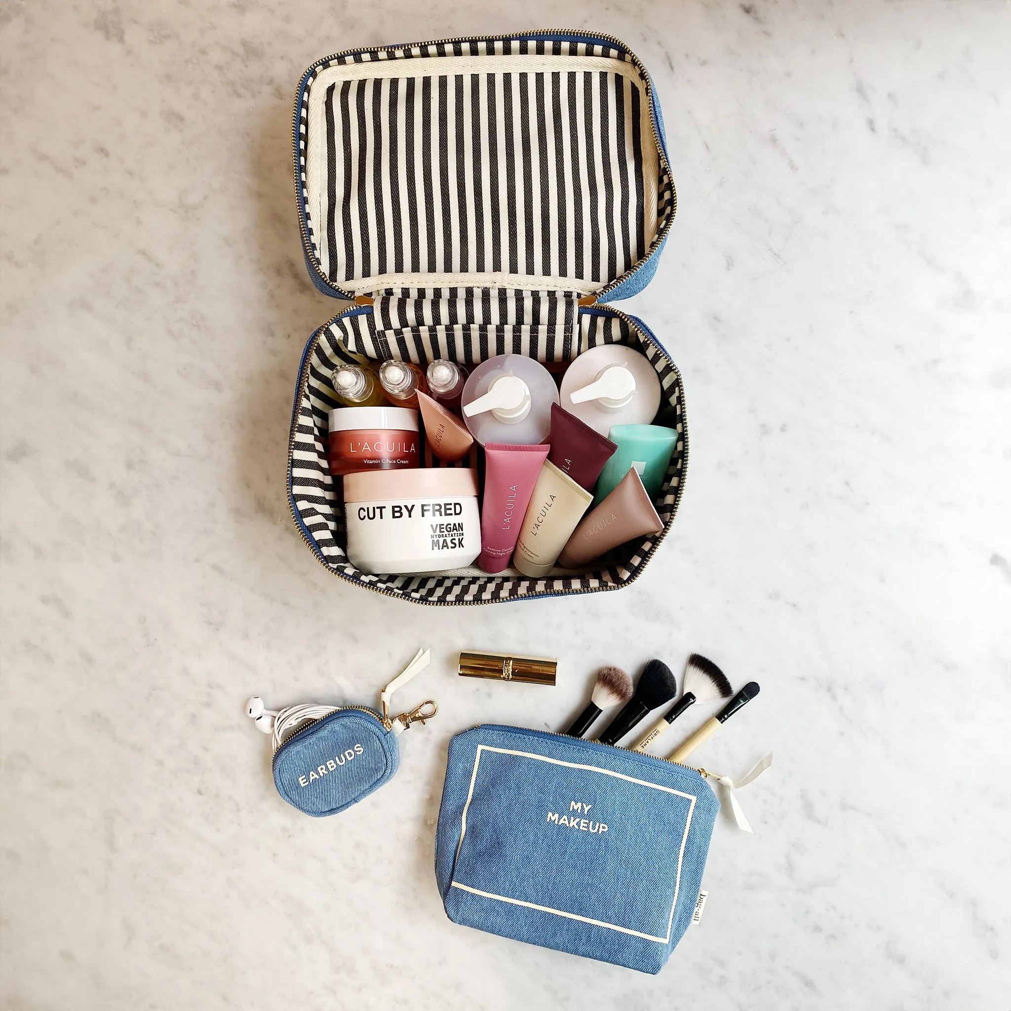 Trendy Denim Travel Gift Set, 3-pack, Denim