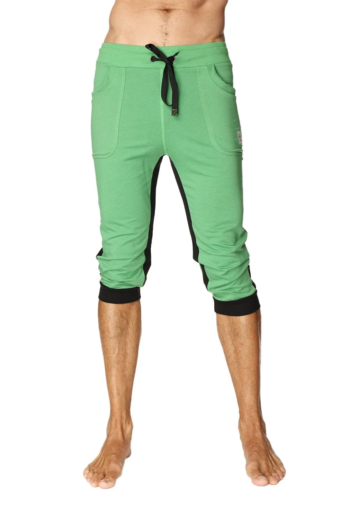 Ultra-Flex Tri-color Cuffed Yoga Pant (Green w/Black & Black)