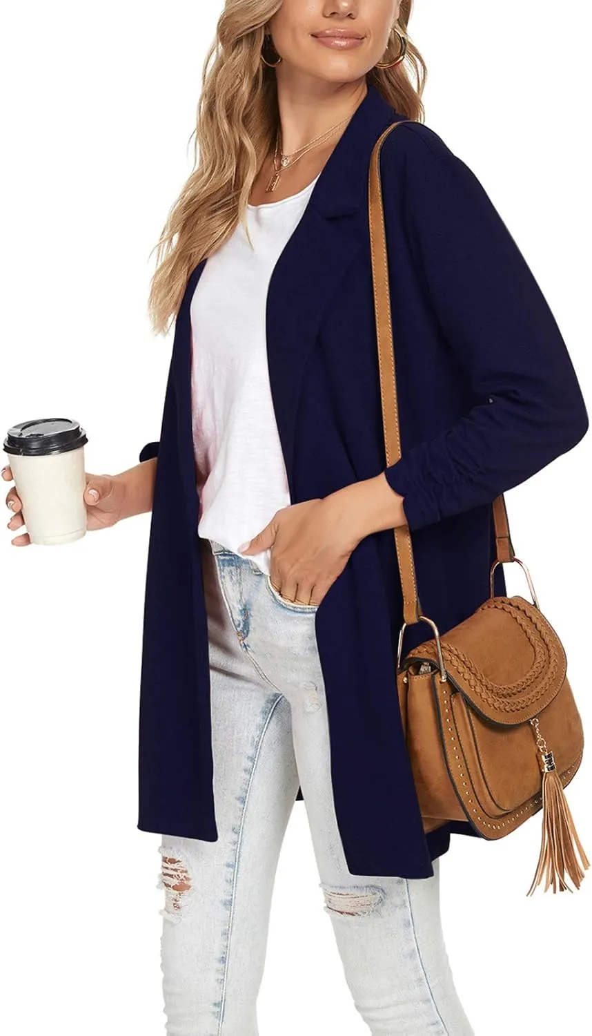 Unifizz Women's Long Sleeve Button Front Blazers Casual Lightweight Work Office Long Blazer Jackets