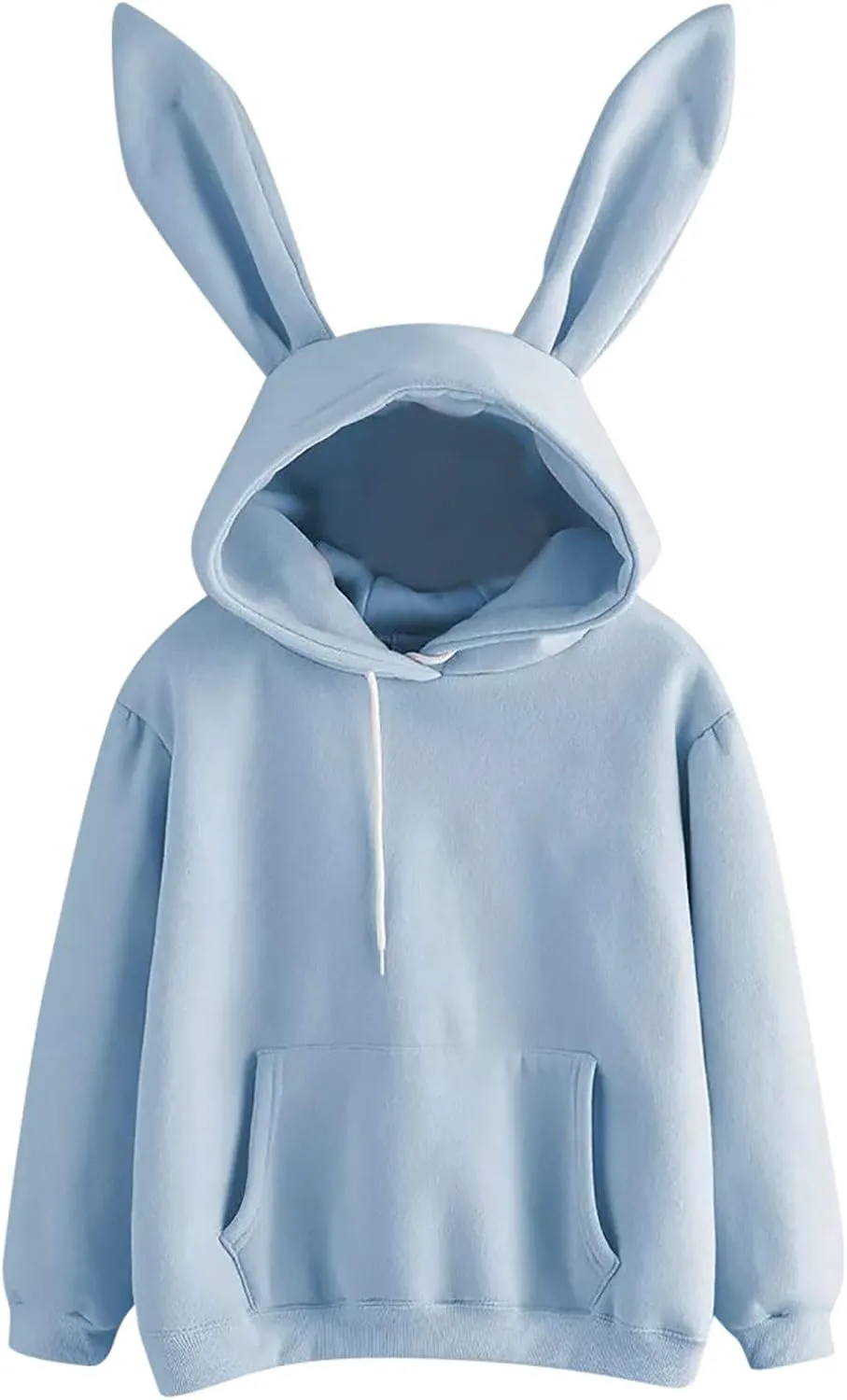 Unisex Rabbit Ears Hoodie Hooded Hoodie with Ears Comfort Hoodies Rabbit Hoodie Pull Over Solid Long Sleeve Plus Size