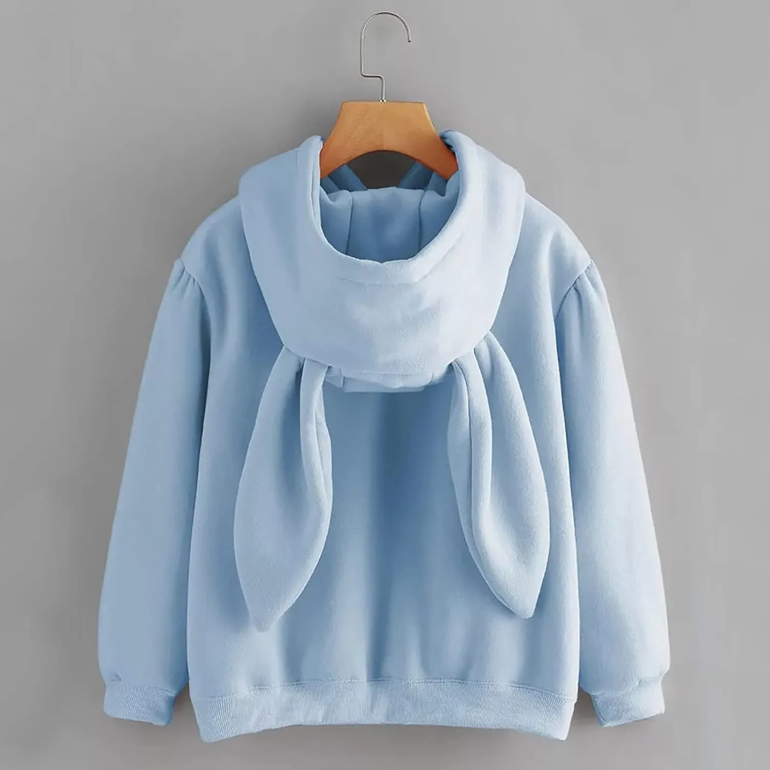 Unisex Rabbit Ears Hoodie Hooded Hoodie with Ears Comfort Hoodies Rabbit Hoodie Pull Over Solid Long Sleeve Plus Size