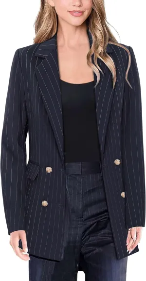 VFSHOW Womens Work Business Blazers Open Front Notch Lapel Double Breasted Office Back Slit Pockets Jackets Blazer