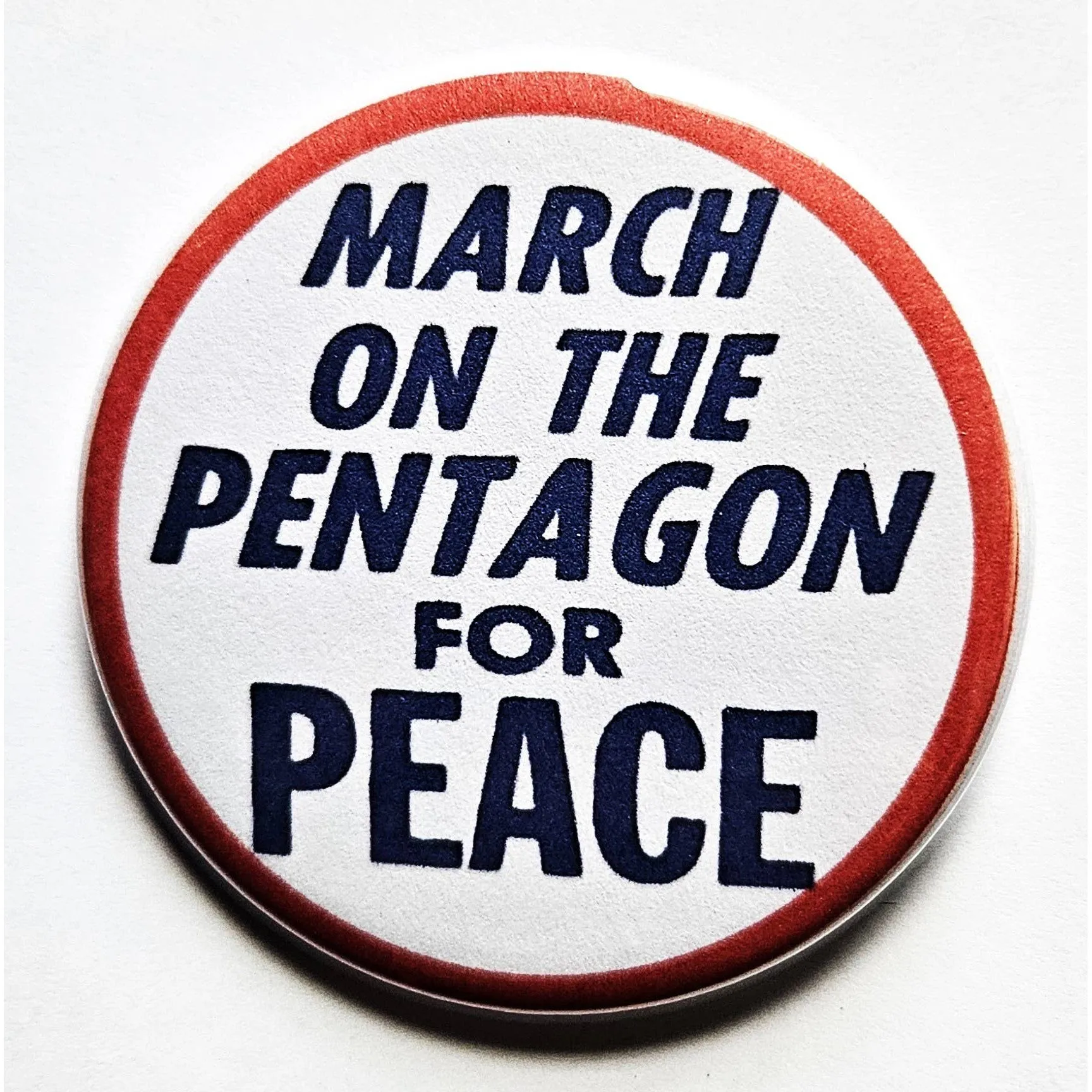 Vintage Reproduction March on the Pentagon for Peace Political Small Pinback Button | 1.25" Diameter