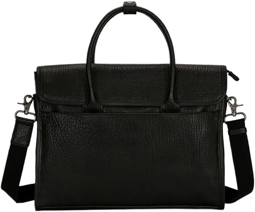 Waterproof Anti-Theft Men's Briefcase 14 Inch Vintage Leather Genuine Weekender Overnight Bag with Detachable Strap