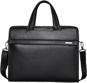 Waterproof Leather Briefcase for Men 14 Inch Laptop Vintage Business Travel Messenger Bag Vacation Work Office
