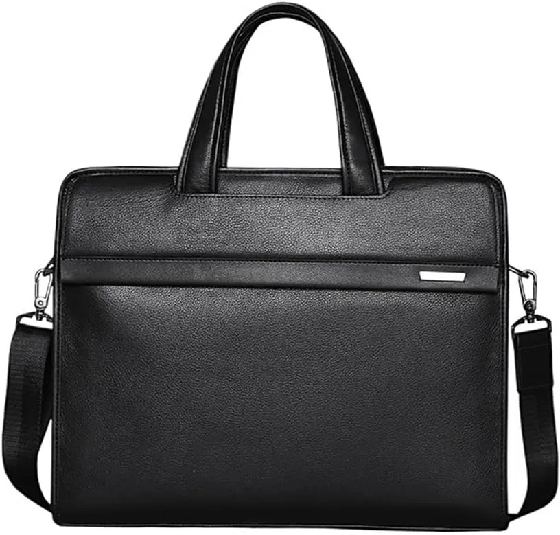 Waterproof Leather Briefcase for Men 14 Inch Laptop Vintage Business Travel Messenger Bag Vacation Work Office