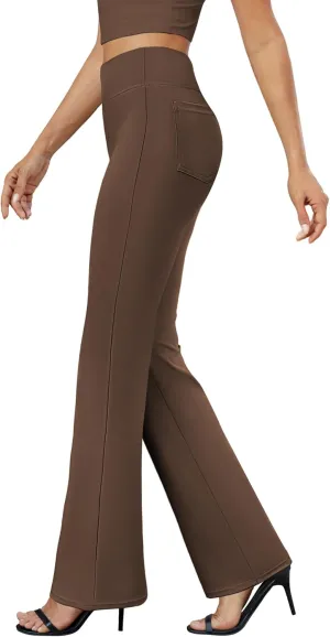 Womens Bootcut Dress Pants Business Casual Work Pants with Pockets High Waist Stretchy Trousers Pull On Office Slacks