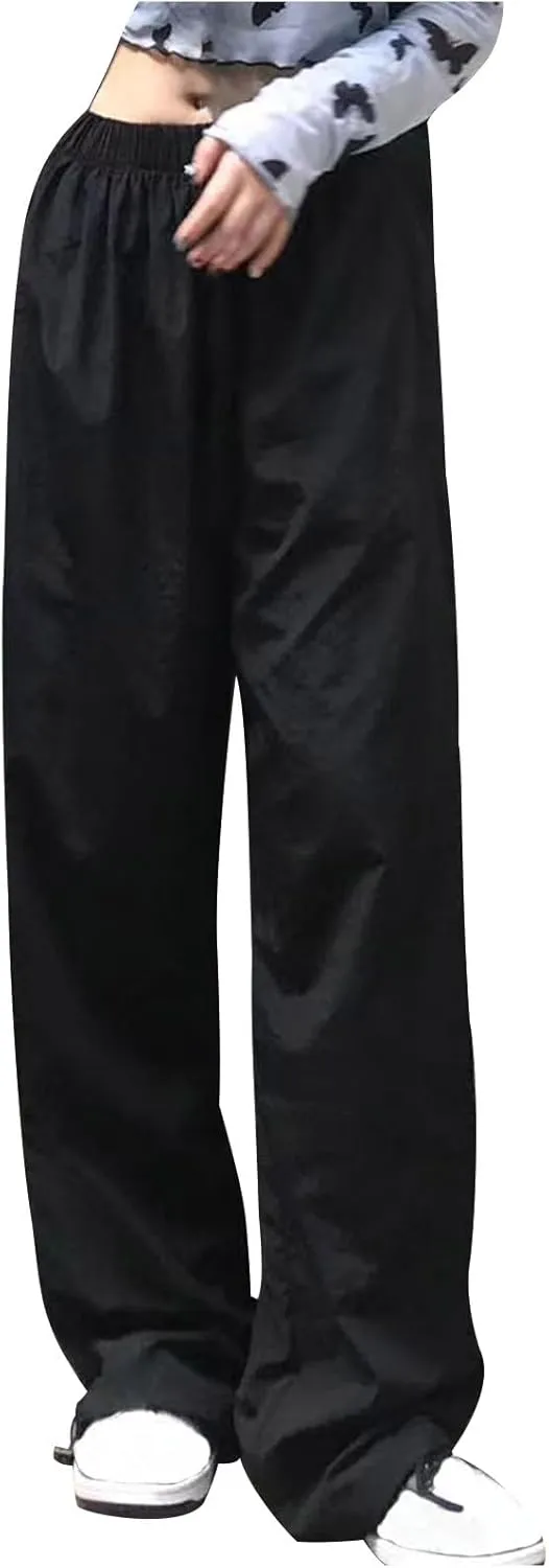 Women's High Waist Sweatpants Elastic Waist Athletic Pants Casual Baggy Joggers Wide Leg Slacks Solid Color Trousers