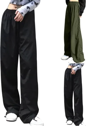 Women's High Waist Sweatpants Elastic Waist Athletic Pants Casual Baggy Joggers Wide Leg Slacks Solid Color Trousers
