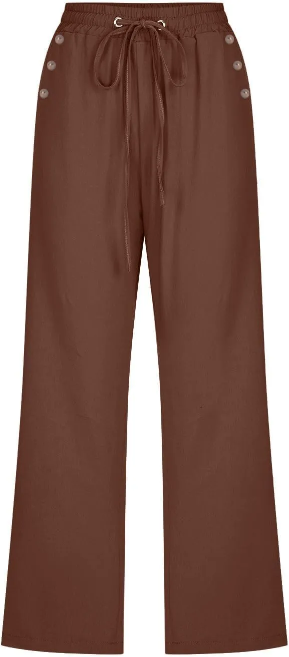 Womens Pants Plus Size Cotton Linen Elastic Waist Casual Summer Slacks Casual Petite Maternity Clothes Womens Cotton Pants