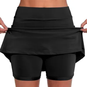 Women's Pocket Pants Solid Mid Waist Culottes Short Skirts Skinny Pants