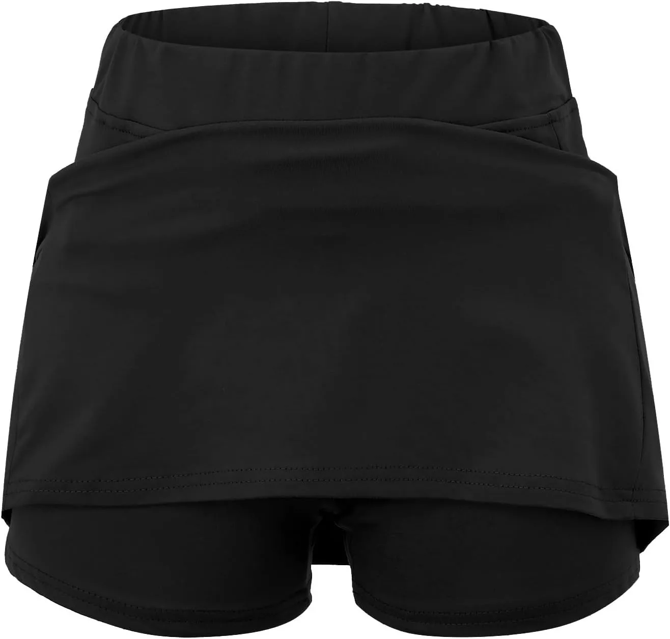 Women's Pocket Pants Solid Mid Waist Culottes Short Skirts Skinny Pants