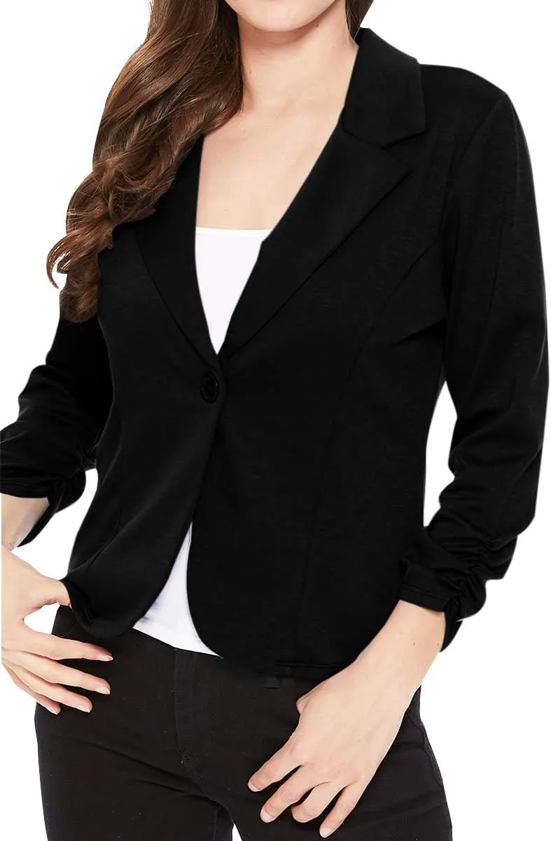 Women's Women's Comfy Casual Office 3/4 Long Sleeve Open Front Blazer Jacket US Size