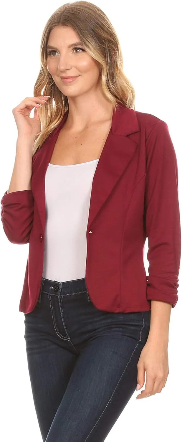 Women's Women's Comfy Casual Office 3/4 Long Sleeve Open Front Blazer Jacket US Size