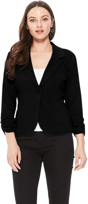 Women's Women's Comfy Casual Office 3/4 Long Sleeve Open Front Blazer Jacket US Size