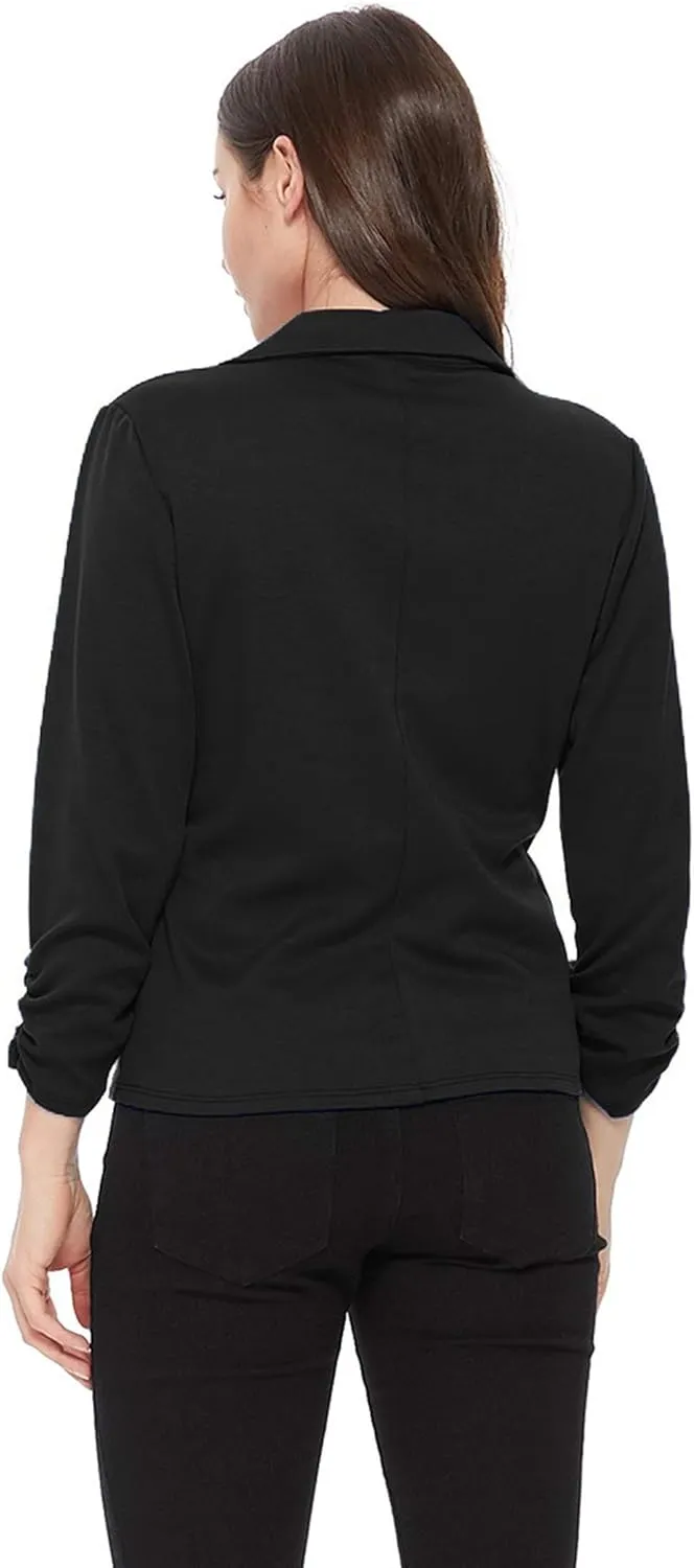 Women's Women's Comfy Casual Office 3/4 Long Sleeve Open Front Blazer Jacket US Size