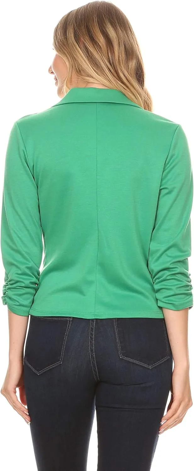 Women's Women's Comfy Casual Office 3/4 Long Sleeve Open Front Blazer Jacket US Size