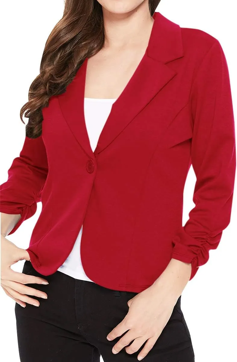 Women's Women's Comfy Casual Office 3/4 Long Sleeve Open Front Blazer Jacket US Size