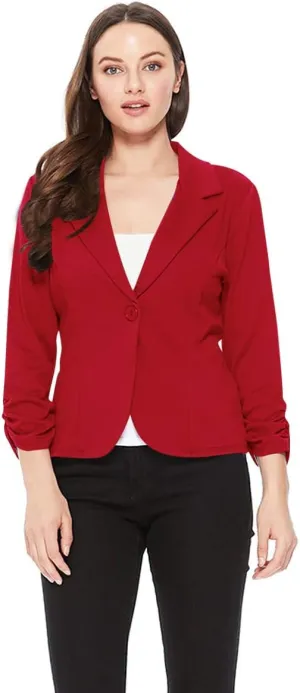 Women's Women's Comfy Casual Office 3/4 Long Sleeve Open Front Blazer Jacket US Size