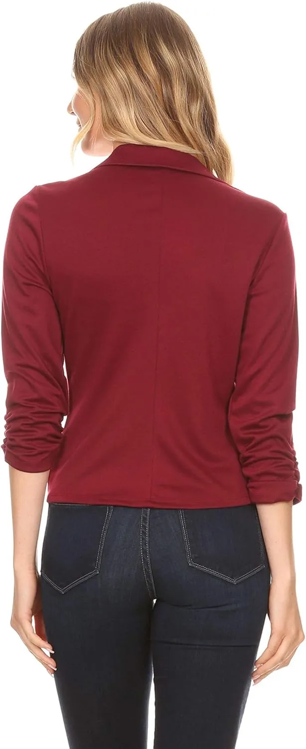 Women's Women's Comfy Casual Office 3/4 Long Sleeve Open Front Blazer Jacket US Size